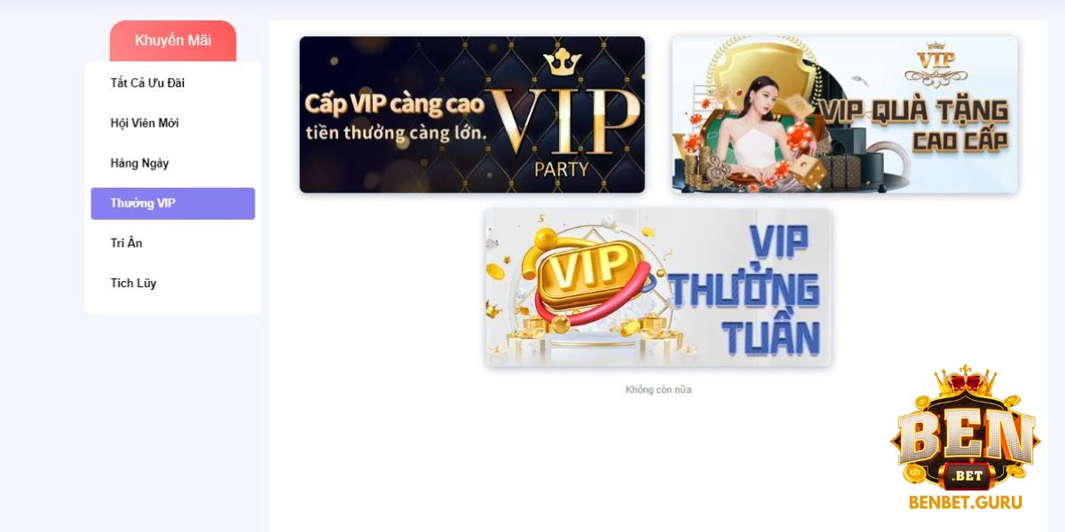 Thưởng VIP hấp dẫn